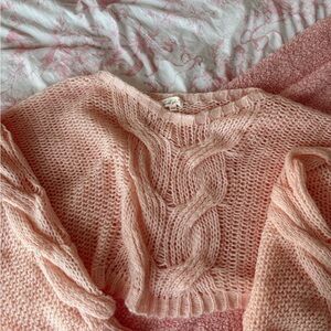 Cozy Pink Cable Knit Sweater